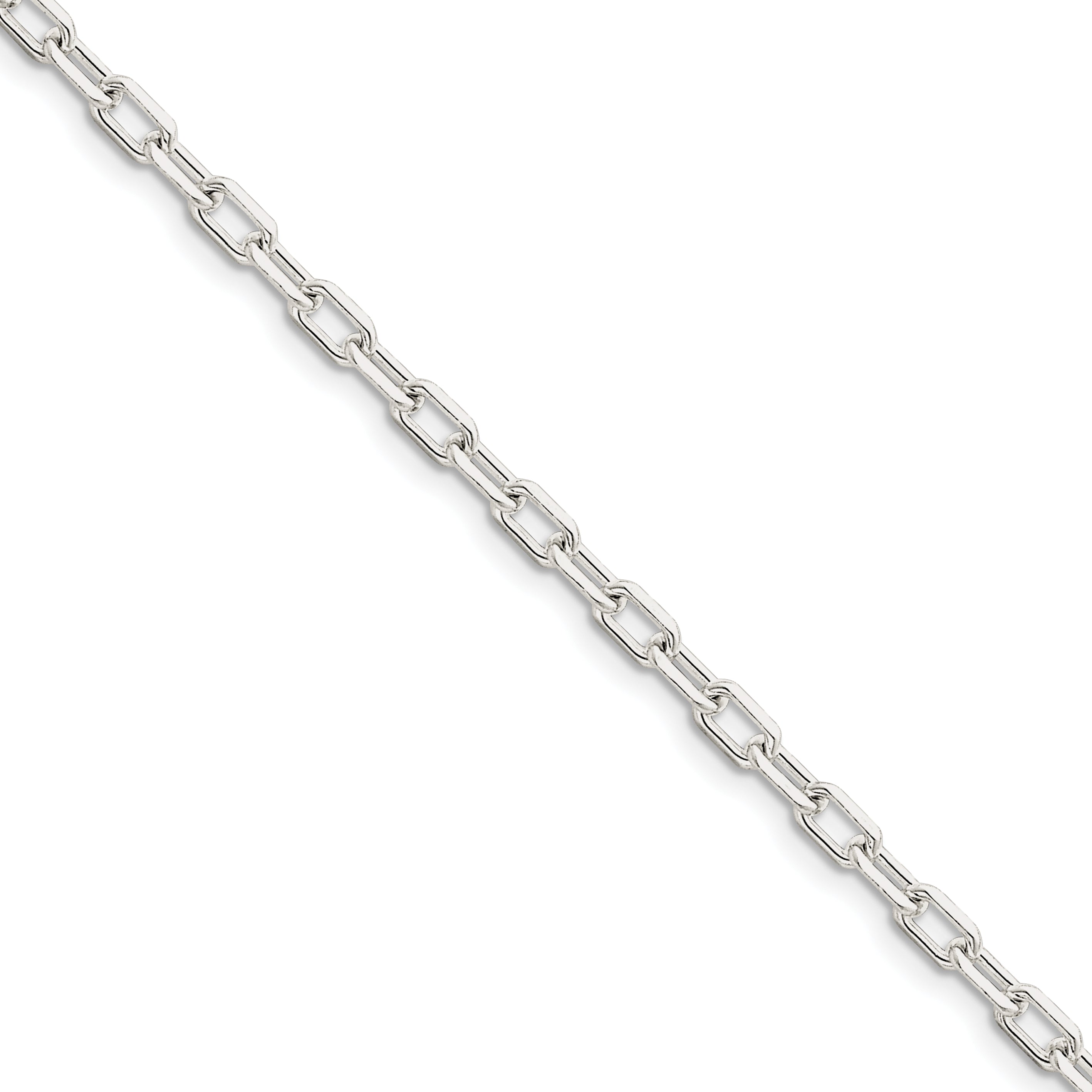 Sterling Silver 4.3mm Fancy Diamond-cut Open Link Cable Chain
