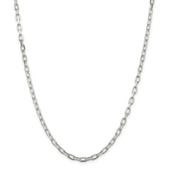 Sterling Silver Rhodium Plated Diamond-cut Open Link Cable Chain