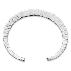Sterling Silver 925 Women's Polished Hammered Open Bangle Bracelet