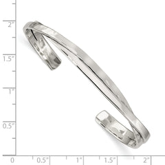 Sterling Silver 925 Cuff Bracelet with Rhodium Hammered Finish