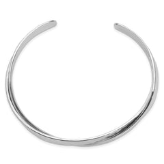 Elegant Sterling Silver 925 Rhodium-plated Textured Cuff Bracelet for Women