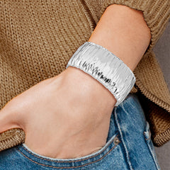 Sterling Silver Men's Cuff Bangle with Polished Rhodium-Plated Finish