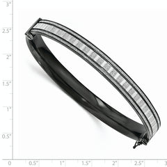 Sterling Silver Ruthenium-Plated Glitter Bangle with Hinged Design