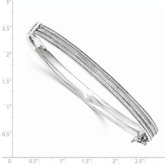 Sophia Jewelers Polished Sterling Silver Glitter Hinged Bangle Bracelet