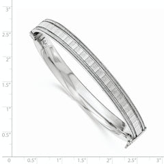 Sophia Jewelers Polished Sterling Silver Hinged Glitter Bangle, Nickel Free