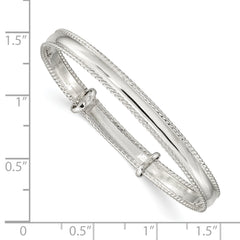 Sterling Silver 925 Girls' Milgrain Adjustable Polished Bracelet