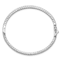 Sophia Jewelers Sterling Silver CZ Bangle with Polished Rhodium Finish