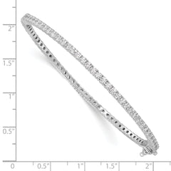 Sophia Jewelers Sterling Silver CZ Bangle with Polished Rhodium Finish