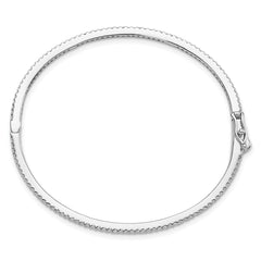 Sterling Silver 925 Rhodium-Plated CZ Bangle Bracelet with Hinged Design