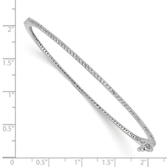 Sterling Silver 925 Rhodium-Plated CZ Bangle Bracelet with Hinged Design