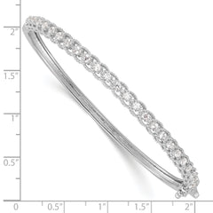 Sterling Silver CZ Bangle with Rhodium Polish and 25 Sparkling Stones