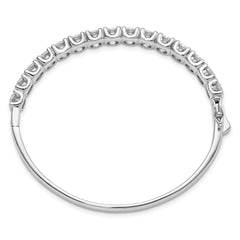 Sophia Jewelers Sterling Silver CZ Hinged Bangle with Rhodium Polish