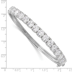 Sophia Jewelers Sterling Silver CZ Hinged Bangle with Rhodium Polish