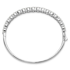 Sophia Jewelers Sterling Silver CZ Bangle with Rhodium Polish and Safety Clasp