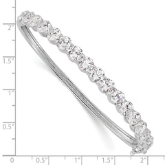 Sophia Jewelers Sterling Silver CZ Bangle with Rhodium Polish and Safety Clasp