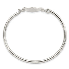 Sterling Silver 925 Engravable Heart Bangle with Polished Finish
