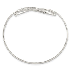 Sterling Silver 925 Infinity Feather Bangle with Polished Finish