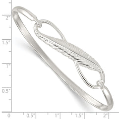 Sterling Silver 925 Infinity Feather Bangle with Polished Finish
