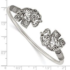 Sterling Silver 925 Flexible Elephant Filigree Cuff for Women