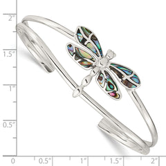 Sterling Silver Dragonfly Cuff Bracelet with Polished Abalone Inlay