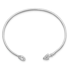 Sophia Jewelers Sterling Silver CZ Anchor Cuff Bangle with Rhodium Finish