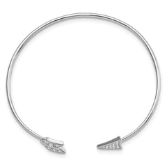 Sophia Jewelers Sterling Silver CZ Arrow Cuff Bangle with Rhodium Polish