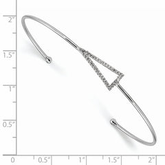 Sterling Silver CZ Cuff Bangle with Polished Rhodium Finish