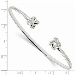 Sterling Silver 925 Love Knot Cuff Bracelet with Polished Finish