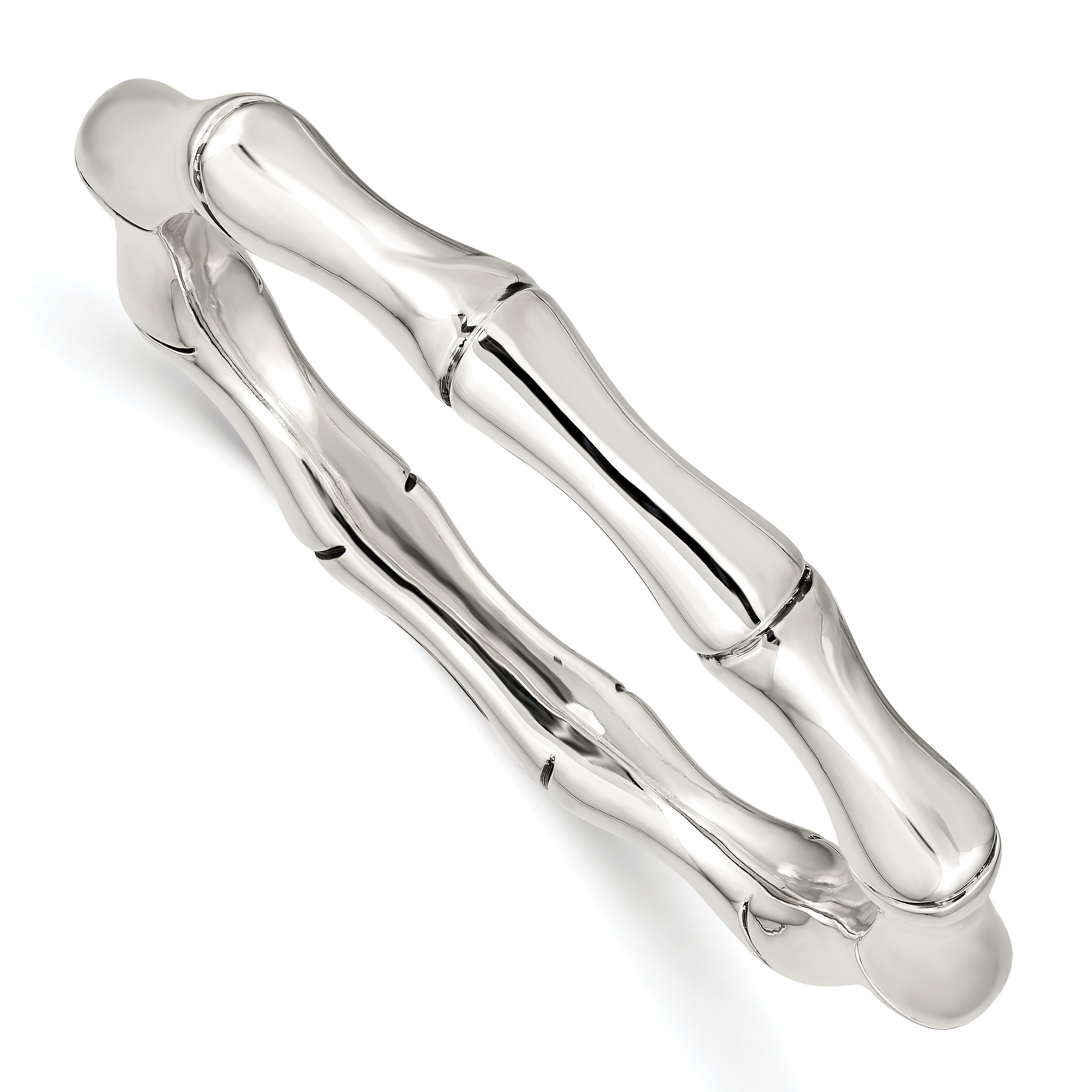 Sterling Silver Polished Bamboo Slip-on Bangle