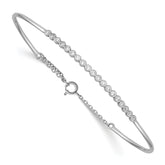 Sterling Silver Rhodium Plated Children's CZ Bangle with Safety Chain