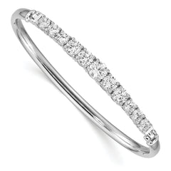 Sterling Silver Rhodium-plated Graduated CZ Hinged Bangle