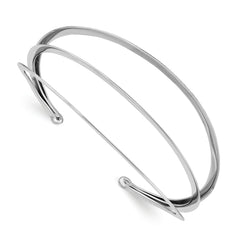 Sterling Silver Rhodium-plated 3-Bar Cuff Bangle