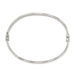 Sterling Silver Diamond Cut 6mm Bangle and 4mm Hoop Earring Set
