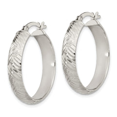 Sterling Silver Diamond Cut 7.5mm Bangle and 5mm Hoop Earring Set