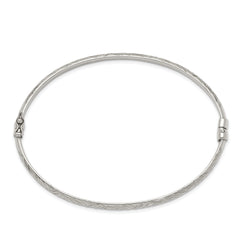 Sterling Silver Diamond Cut 4mm Bangle and 3mm Hoop Earring Set