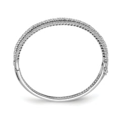 Sterling Silver Rhodium-Plated CZ Bangle Bracelet with 116 Stones