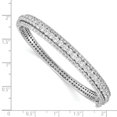Sterling Silver Rhodium-Plated CZ Bangle Bracelet with 116 Stones