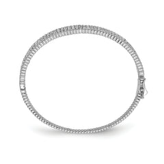 Sophia Jewelers Sterling Silver CZ Bangle with Rhodium Polish