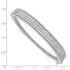 Sophia Jewelers Sterling Silver CZ Bangle with Rhodium Polish