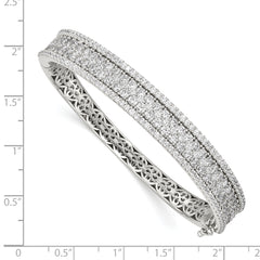 Sophia Jewelers Sterling Silver CZ Pav̮̩ Bangle with Rhodium Polish