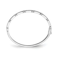 Sterling Silver 925 CZ Bangle Bracelet with 25 Stones Rhodium-Plated