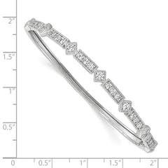 Sterling Silver 925 CZ Bangle Bracelet with 25 Stones Rhodium-Plated