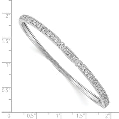 Sophia Jewelers Sterling Silver 925 CZ Hinged Bangle Bracelet