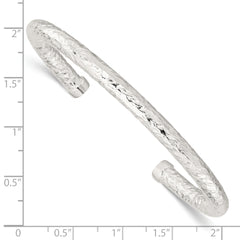 Sterling Silver Polished Textured Cuff Bangle