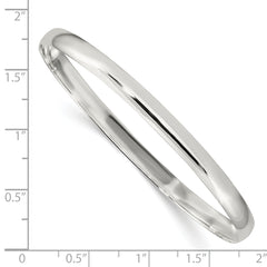 Sterling Silver 925 Polished Bangle Bracelet with Solid Slip-On Design