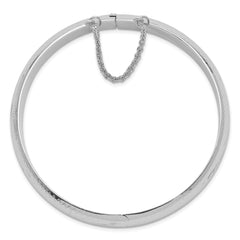 Sterling Silver 925 Hinged Bangle Bracelet with Rhodium Polished Finish