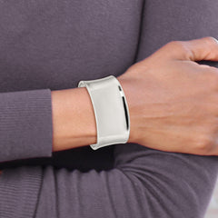 Sterling Silver 925 Polished Cuff Bracelet with Engravable Feature