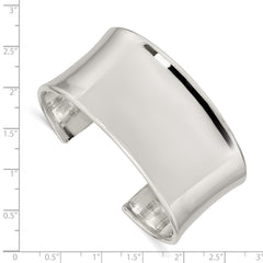 Sterling Silver 925 Polished Cuff Bracelet with Engravable Feature
