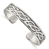 Sterling Silver Antiqued 12.5mm Celtic Design Cuff Bangle Bracelet