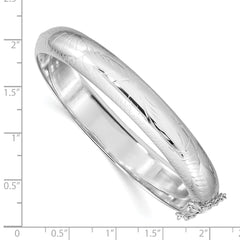 Sophia Jewelers Sterling Silver Hinged Bangle with Polished Diamond-Cut Finish